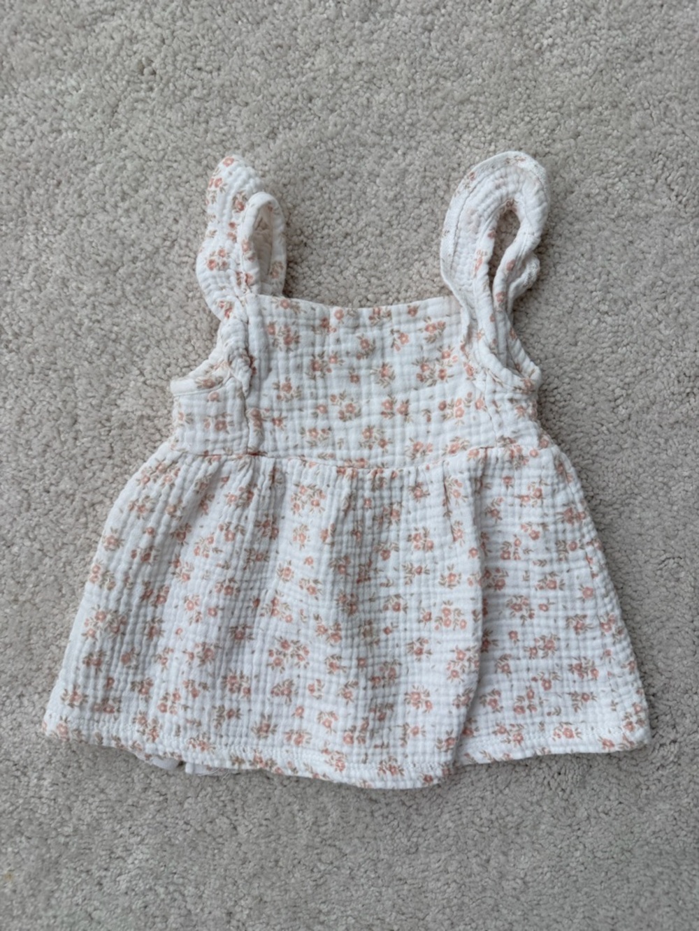Rabbit + Bear Cream Floral Button-Front Romper Dress with Bloomers - Picture 5 of 9